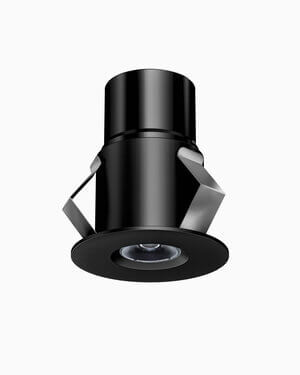 Schwarzer Einbauspot BTX von Belux mit modernem Design.