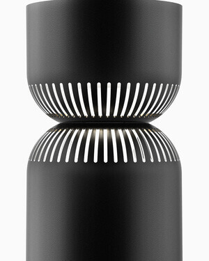 Schwarze Lampe "Moiré" mit gestreiftem Design von Belux, entworfen von Karel Matějka.