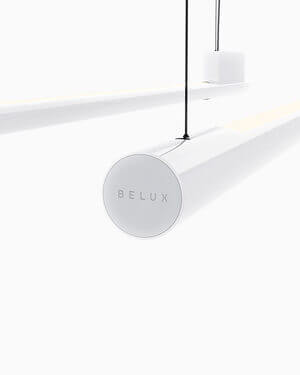 Pendelleuchte Mono von Belux mit minimalistischer, weißer Gestaltung.