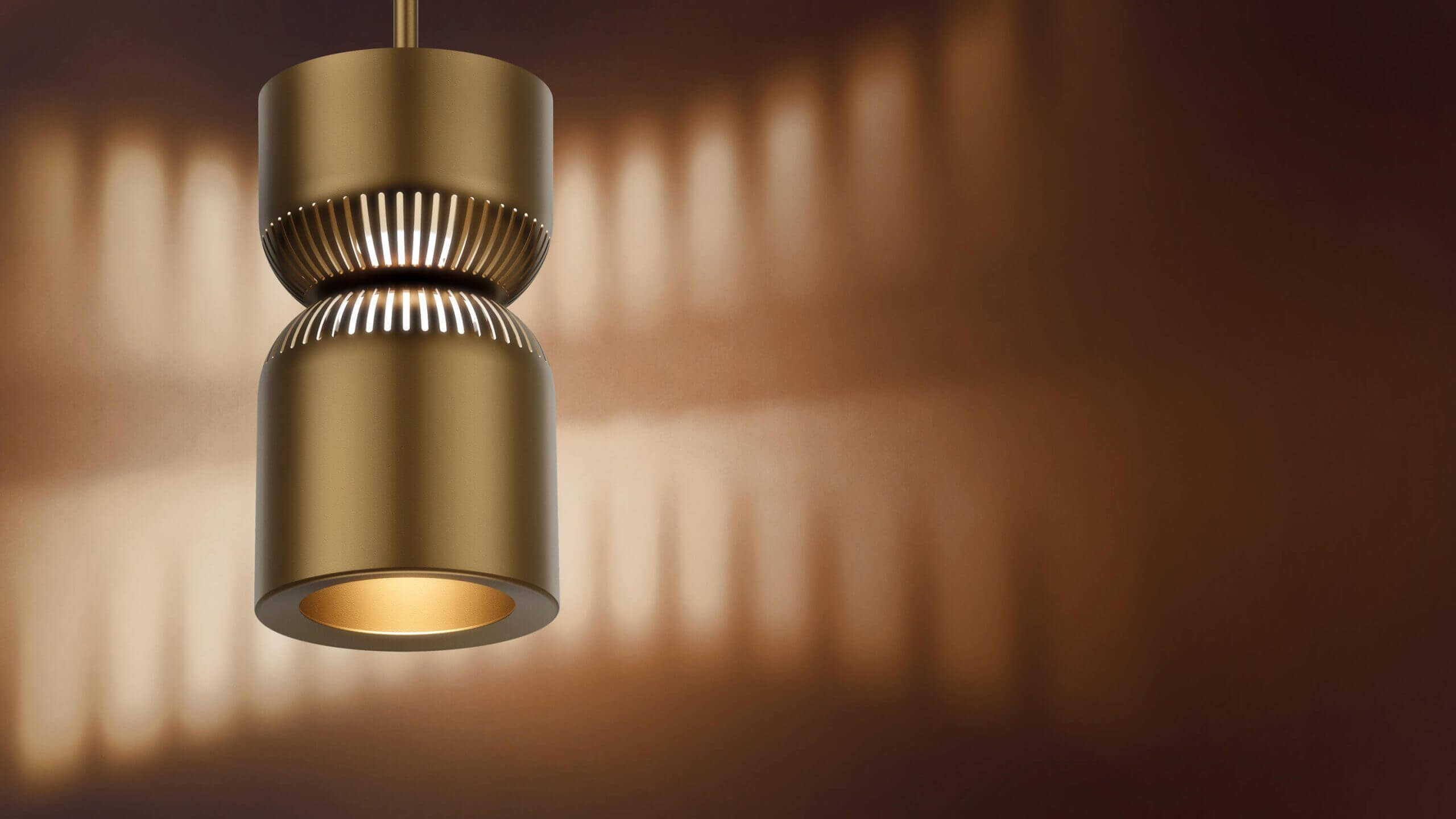 Elegante goldfarbene Pendelleuchte Moiré von Belux, entworfen von Karel Matějka.