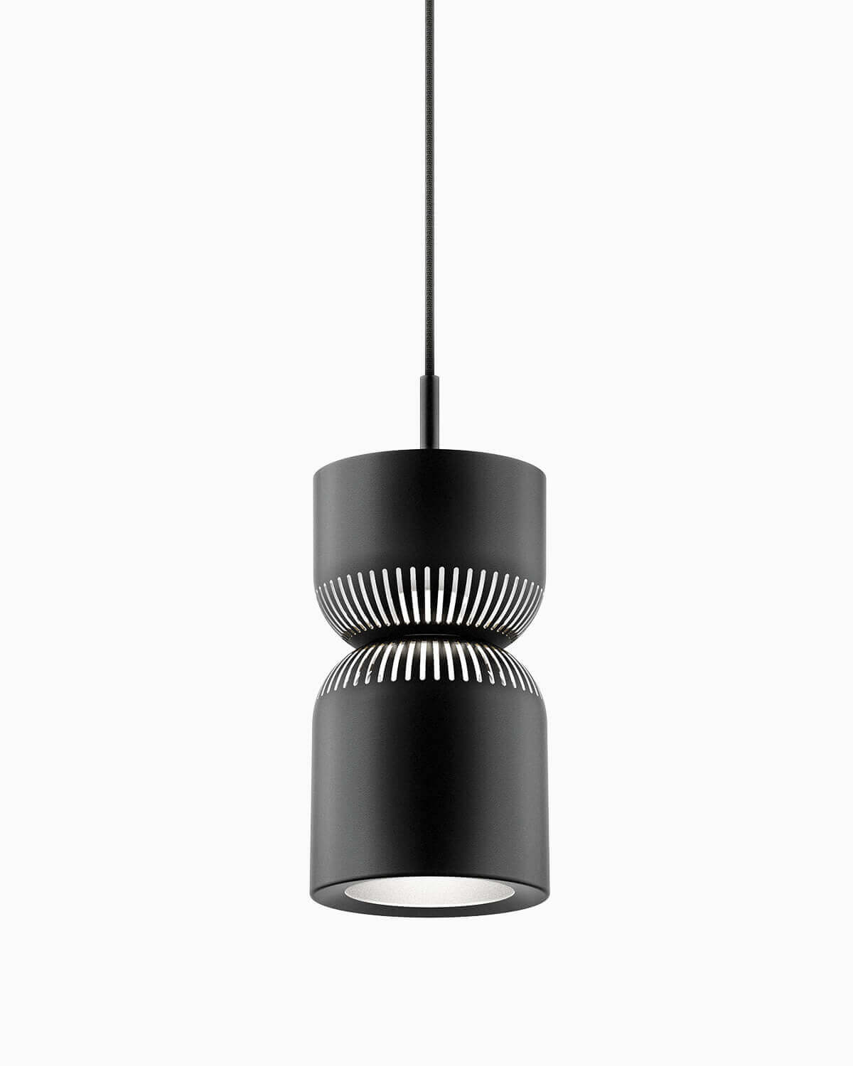 Schwarze Pendelleuchte Moiré von Belux mit modernem Design.