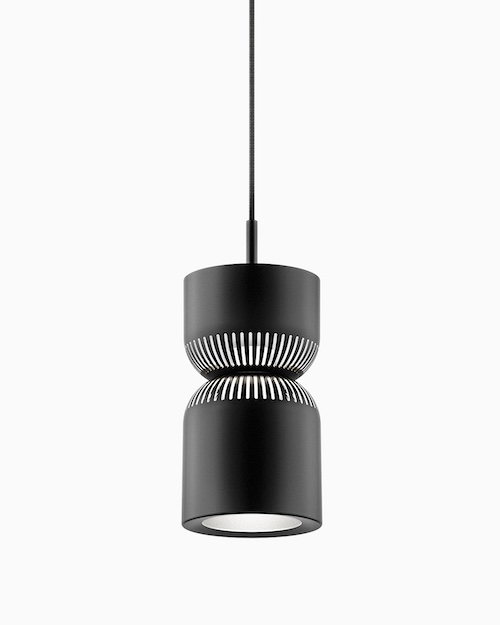 Schwarze Pendelleuchte Moiré von Belux mit modernem Design.